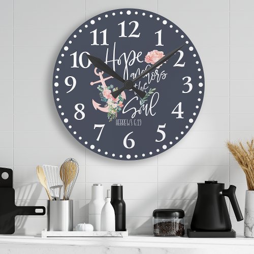 Hope Anchors The Soul Floral Religious Round Clock