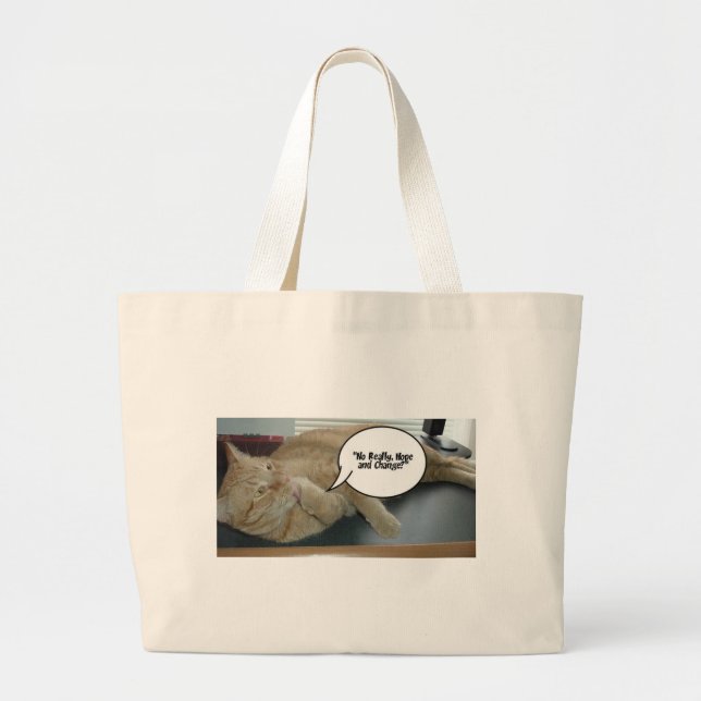 Hope and Change Orange Tabby Cat Large Tote Bag (Front)