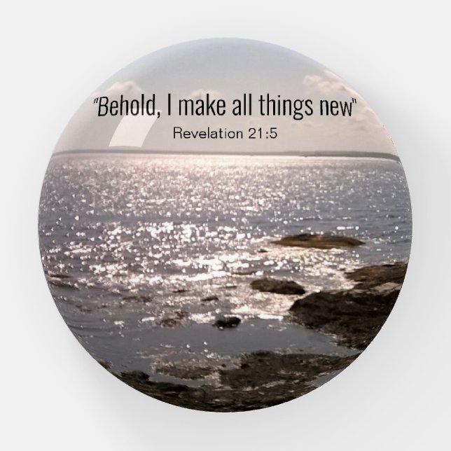Hope and Encouragement Bible Verse Ocean Photo Paperweight (Front)