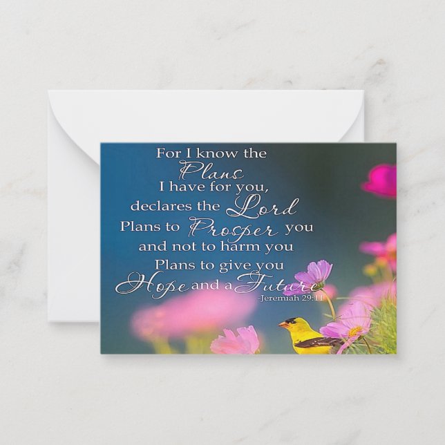 Hope and future  flowers and bird note card (Front)