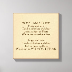 Hope And Love Poem Wrapped Canvas Print