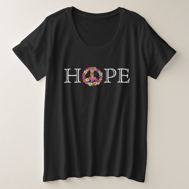Hope and Peace Plus Size T-Shirt (Design Front)