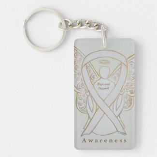 Hope and Support Awareness Angel Ribbon Keychain