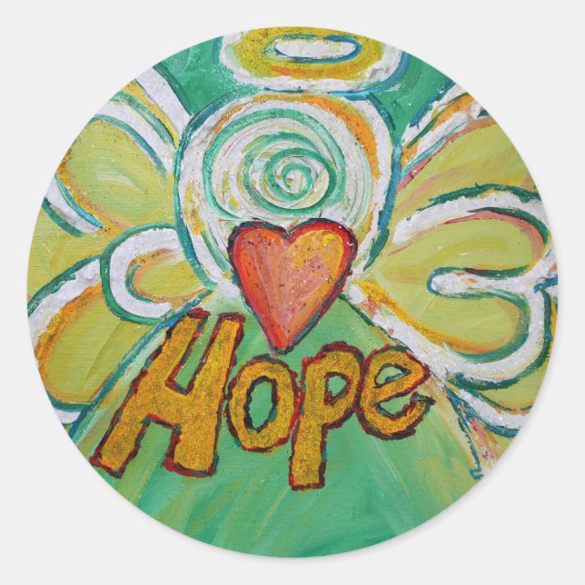 Hope Angel Inspirational Word Art Custom Stickers (Front)