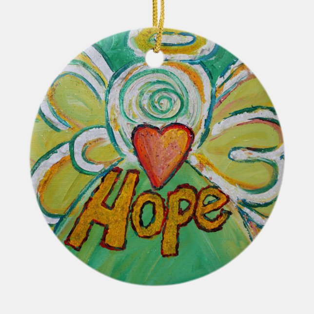 Hope Angel Word Art Gift Holiday Ornament (Front)