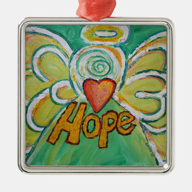 Hope Angel Word Art Gift Holiday Ornaments (Front)