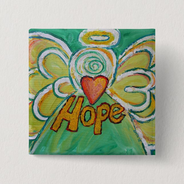 Hope Angel Word Art Pendant Button Pins (Front)