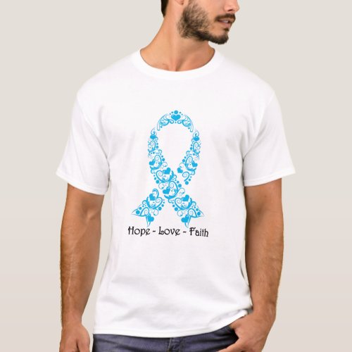 Hope Aqua Blue Awareness Ribbon T_Shirt