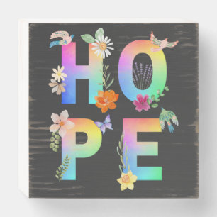 Hope Artistic Positive Motivational Inspirational Wooden Box Sign