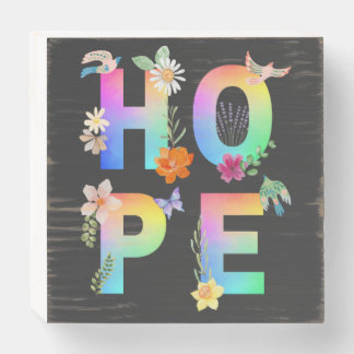 Hope Artistic Positive Motivational Inspirational Wooden Box Sign
