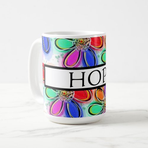 Hope Artsy Watercolor Flowers Pattern Coffee Mug