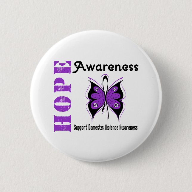 Hope Awareness Butterfly Domestic Violence Pinback Button (Front)
