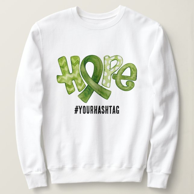 Hope Awareness Ribbon Personalized Hashtag Sweatshirt (Design Front)