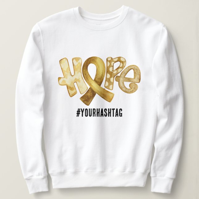 Hope Awareness Ribbon Personalized Hashtag Sweatshirt (Design Front)