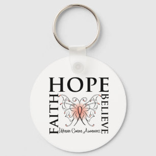 Hope Believe Faith - Uterine Cancer Keychain