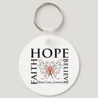Hope Believe Faith - Uterine Cancer Keychain