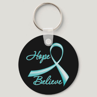 Hope Believe Ovarian Cancer Keychain
