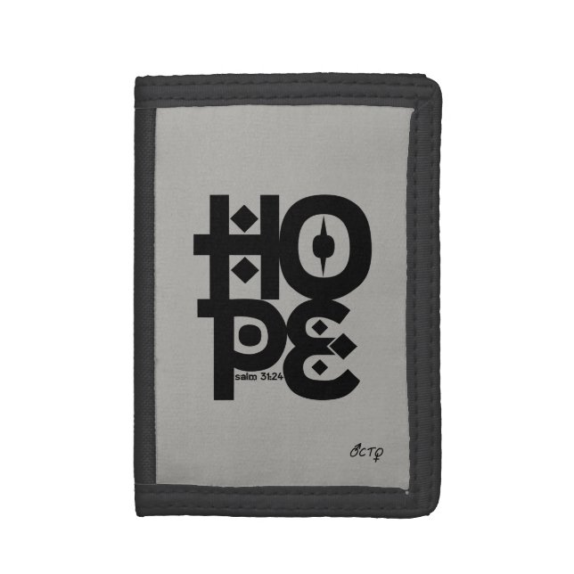 Hope Bible Verse Black Typography Trifold Wallet (Front Vertical)