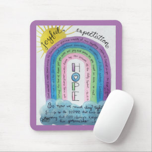 Hope Bible Verse Scripture Watercolor Rainbow Art  Mouse Pad