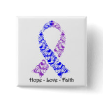 Hope Blue and Purple Awareness Ribbon Button