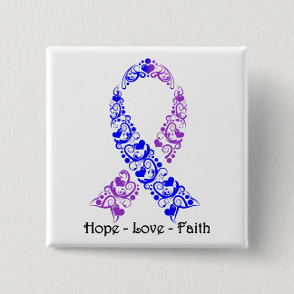Hope Blue and Purple Awareness Ribbon Button
