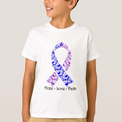 Hope Blue and Purple Awareness Ribbon T_Shirt