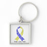 Hope Blue and Yellow Awareness Ribbon Keychain