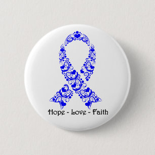 Hope Blue Awareness Ribbon Button