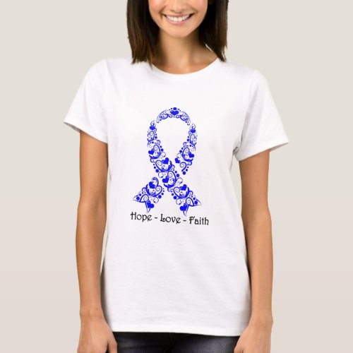 Hope Blue Awareness Ribbon T_Shirt