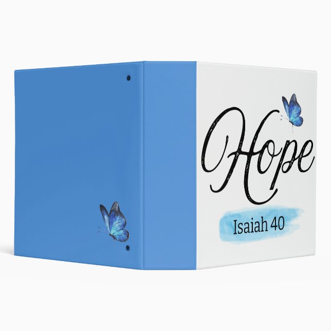Hope Blue Butterfly 3 Ring Binder (Background)