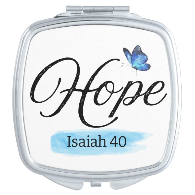 Hope Blue Butterfly  Compact Mirror (Front)