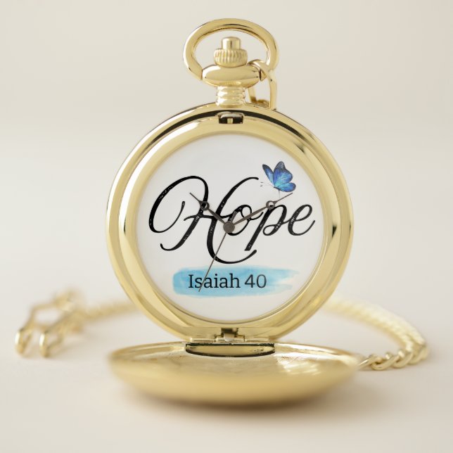 Hope Blue Butterfly  Pocket Watch (Inside)
