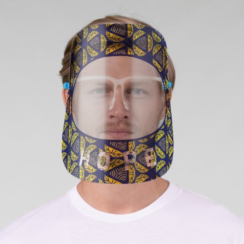 Hope Blue Yellow Abstract Geometric Pattern Face Shield