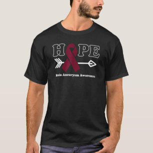 Hope Brain Aneurysm Awareness Burgundy Ribbon T-Shirt