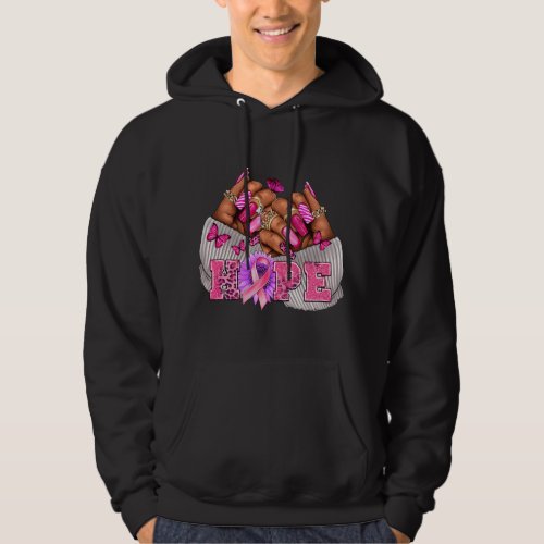 Hope Breast Cancer Awareness Black Woman Nails Tec Hoodie