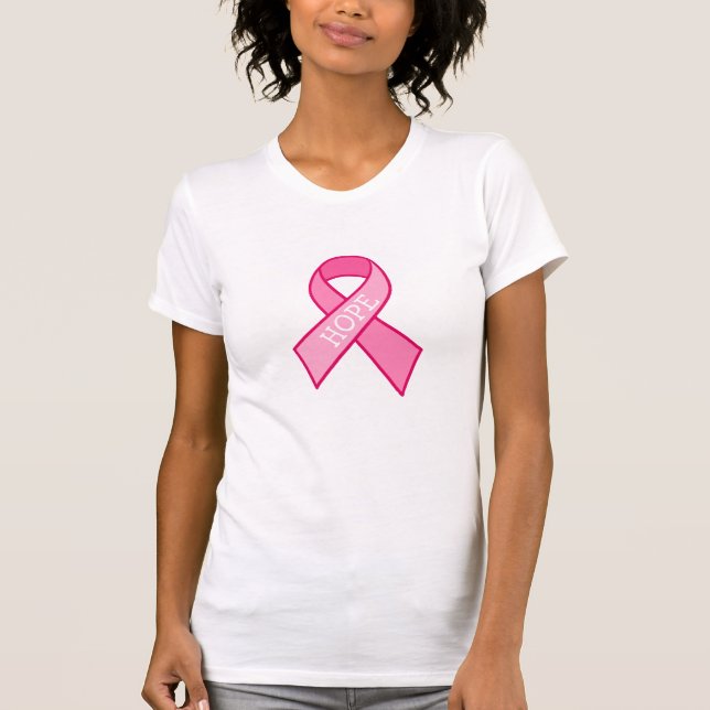 Hope, Breast Cancer Awareness Ribbon Pink T-Shirt (Front)