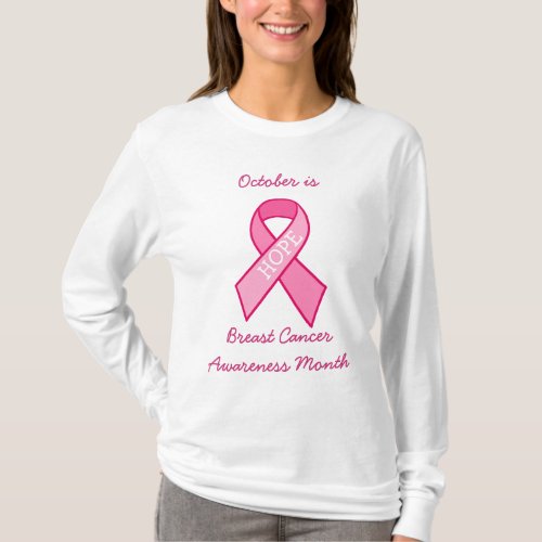 Hope Breast Cancer Awareness Ribbon Pink T_Shirt