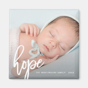 Hope Brush Script with Photo, Name, and Year Magnet