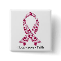 Hope Burgundy Awareness Ribbon Button