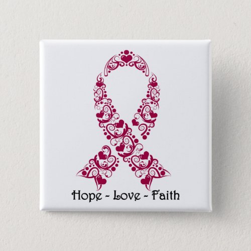 Hope Burgundy Awareness Ribbon Button