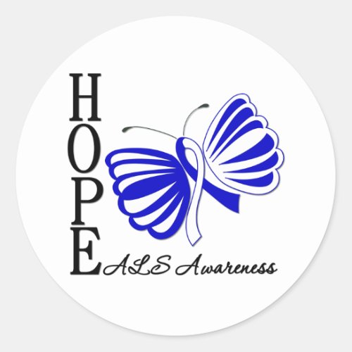 Hope Butterfly ALS Disease Classic Round Sticker