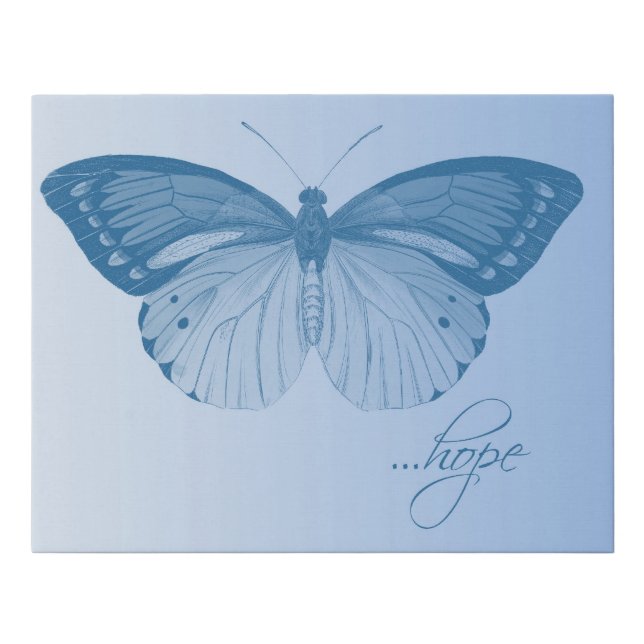 Hope Butterfly Blue Faux Canvas Print (Front)