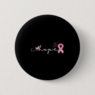 Hope Butterfly Breast Cancer Awareness Ribbon Girl Button