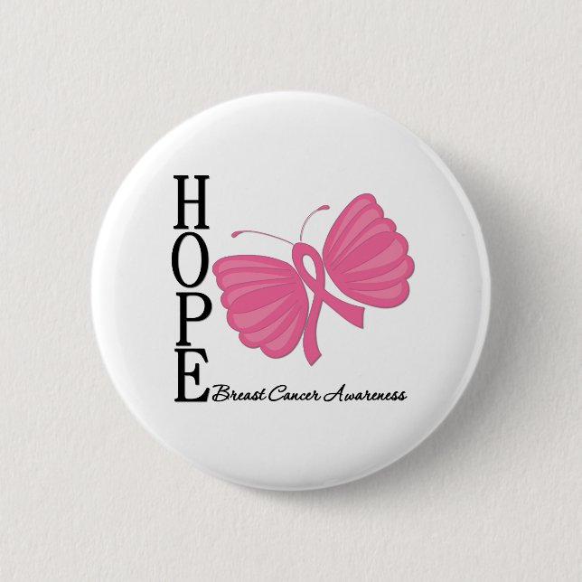 Hope Butterfly Breast Cancer Button (Front)
