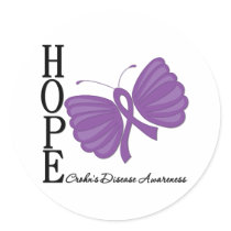 Hope Butterfly Crohn's Disease Classic Round Sticker