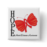 Hope Butterfly Heart Disease Button