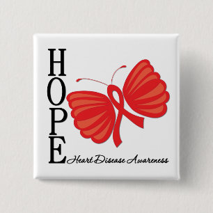 Hope Butterfly Heart Disease Button
