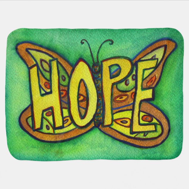 Hope Butterfly Inspirational Word Art Soft Blanket (Horizontal)