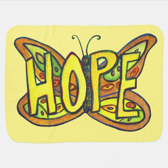 Hope Butterfly Inspirational Word Art Soft Blanket (Horizontal)