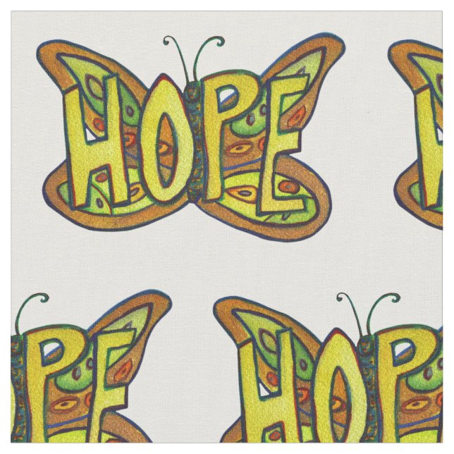 Hope Butterfly Inspirational Word Fabric Material (Close Up)